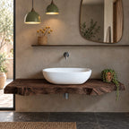 Minimalist Solid Wood Floating Vanity Top With Rough Natural Edge