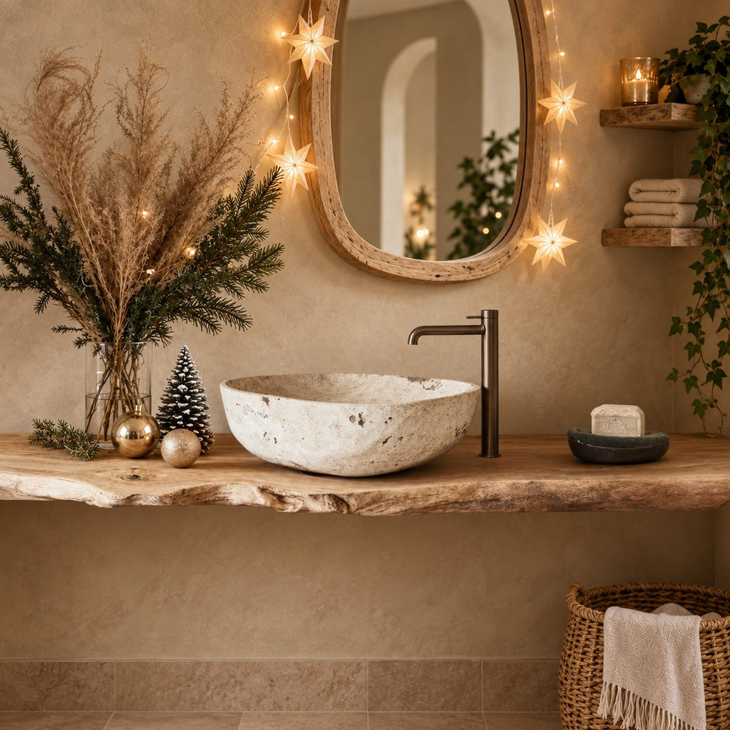 Farmhouse Natural Edge Floating Vanity Shelf For Powder Room