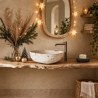 Farmhouse Natural Edge Floating Vanity Shelf For Powder Room