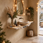 Farmhouse Natural Edge Floating Vanity Shelf For Powder Room