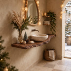 Farmhouse Natural Edge Floating Vanity Shelf For Powder Room