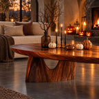 Sculptural Oval Coffee Table With Arched Pedestal Base For Living Room