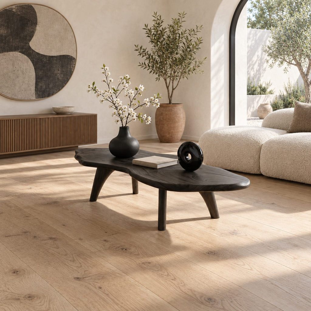 Minimalist Freeform Live Edge Coffee Table With Splayed Legs For Living Room