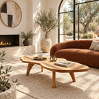 Minimalist Freeform Live Edge Coffee Table With Splayed Legs For Living Room