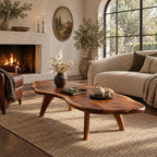 Minimalist Freeform Live Edge Coffee Table With Splayed Legs For Living Room