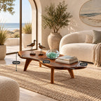 Minimalist Freeform Live Edge Coffee Table With Splayed Legs For Living Room