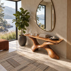 Artisan Sculptural Console Table With Twisting X Base For Entryway