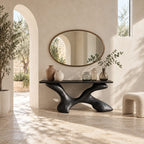 Artisan Sculptural Console Table With Twisting X Base For Entryway