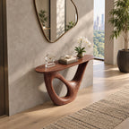 Contemporary Solid Wood Console Table With Open Loop Base For Hallway