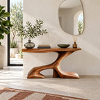 Organic Curved Console Table With Z Shaped Base For Living Room