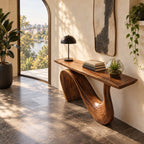 Modern Wave Base Console Table With Flowing Ribbon Leg For Entryway