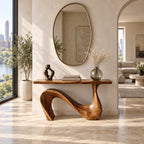 Modern Wave Base Console Table With Flowing Ribbon Leg For Entryway