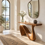 Modern Wave Base Console Table With Flowing Ribbon Leg For Entryway
