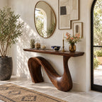 Modern Wave Base Console Table With Flowing Ribbon Leg For Entryway