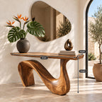 Modern Wave Base Console Table With Flowing Ribbon Leg For Entryway