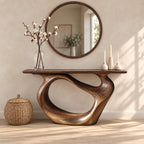 Minimalist Sculptural Console Table With Oval Loop Base For Living Room