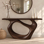Minimalist Sculptural Console Table With Oval Loop Base For Living Room