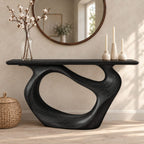 Minimalist Sculptural Console Table With Oval Loop Base For Living Room