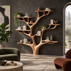 Artisan Tree Bookshelf With Sculpted Branch Shelves For Living Room