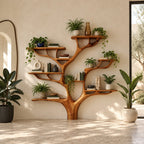 Artisan Tree Bookshelf With Sculpted Branch Shelves For Living Room