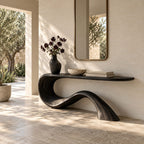 Minimalist Wave Base Console Table With Floating Top For Entryway