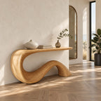 Minimalist Wave Base Console Table With Floating Top For Entryway