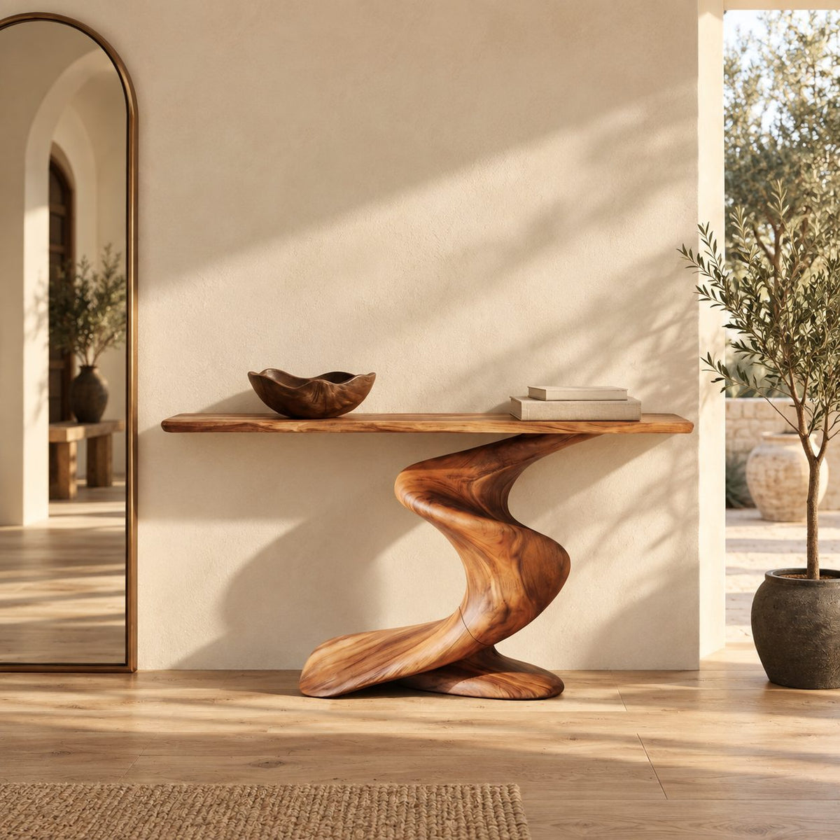 Artisan Twisted Pedestal Console Table For Entryway And Living Room