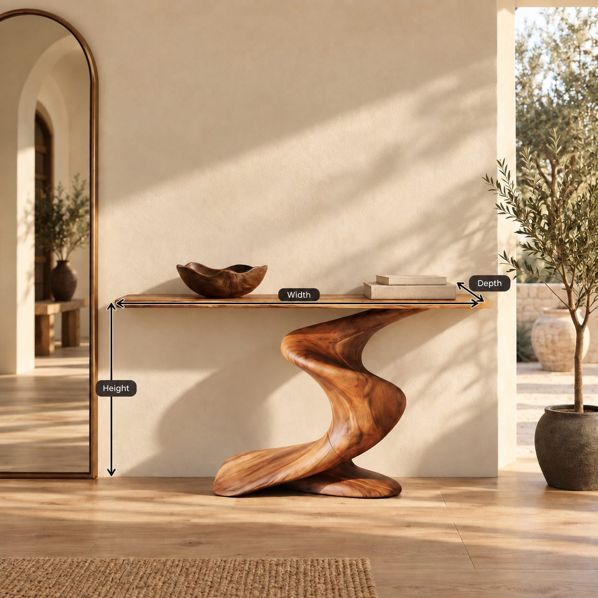 Artisan Twisted Pedestal Console Table For Entryway And Living Room