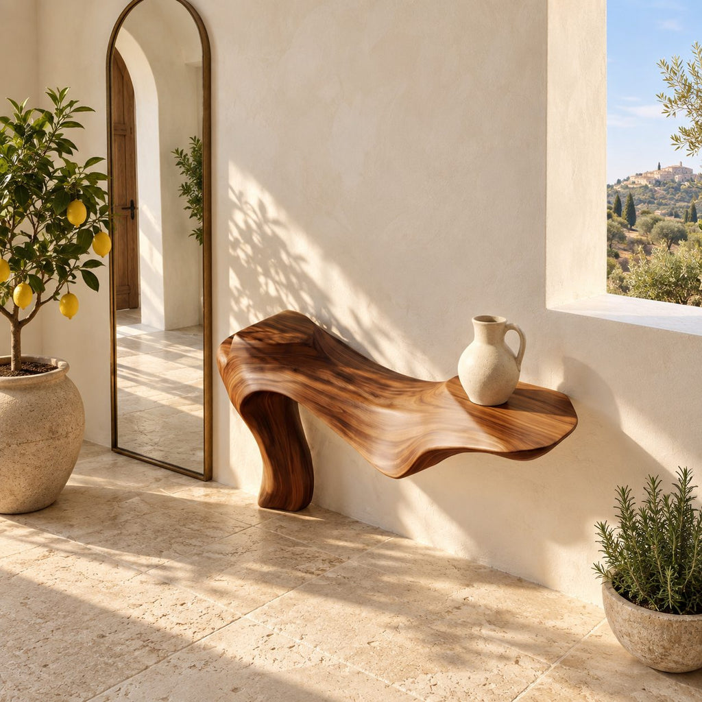 Luxury Sculpted Cantilever Console Table With Curved Leg For Entryway