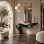 Luxury Sculpted Cantilever Console Table With Curved Leg For Entryway