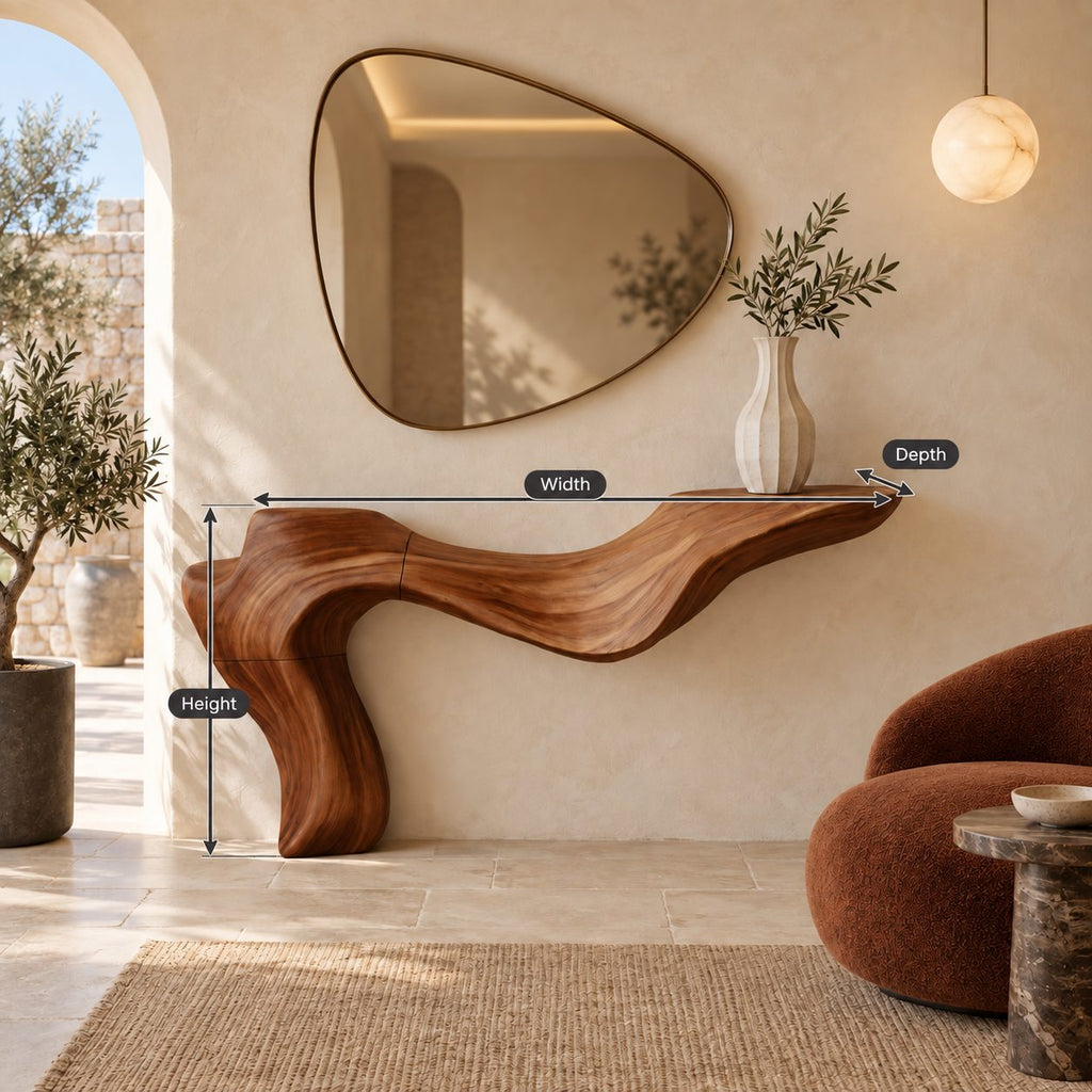 Luxury Sculpted Cantilever Console Table With Curved Leg For Entryway
