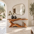 Coastal Wave Base Console Table With Lower Display Shelf For Entryway