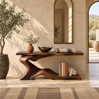 Coastal Wave Base Console Table With Lower Display Shelf For Entryway
