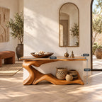 Coastal Wave Base Console Table With Lower Display Shelf For Entryway