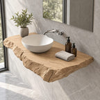 Modern Rough Edge Floating Bathroom Vanity Shelf With Chunky Profile