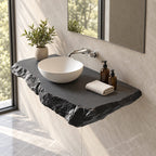 Modern Rough Edge Floating Bathroom Vanity Shelf With Chunky Profile