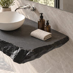 Modern Rough Edge Floating Bathroom Vanity Shelf With Chunky Profile