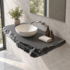 Modern Rough Edge Floating Bathroom Vanity Shelf With Chunky Profile