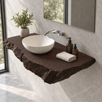 Modern Rough Edge Floating Bathroom Vanity Shelf With Chunky Profile
