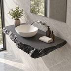 Modern Rough Edge Floating Bathroom Vanity Shelf With Chunky Profile