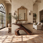 Organic Sculptural Wood Console Table With Arched Trunk Base For Entryway