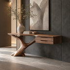 Handcrafted Wooden Console Table With Floating Drawers For Entryway
