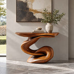 Contemporary Sculptural Console Table With Looped Knot Base For Living Room