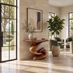 Contemporary Sculptural Console Table With Looped Knot Base For Living Room