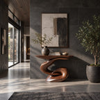 Contemporary Sculptural Console Table With Looped Knot Base For Living Room