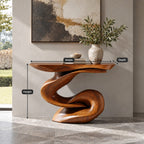 Contemporary Sculptural Console Table With Looped Knot Base For Living Room
