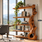 Organic Sculpted Trunk Tree Bookshelf With Open Shelves For Home Office
