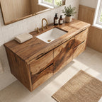 Modern Floating Solid Wood Bathroom Vanity With Storage Drawers
