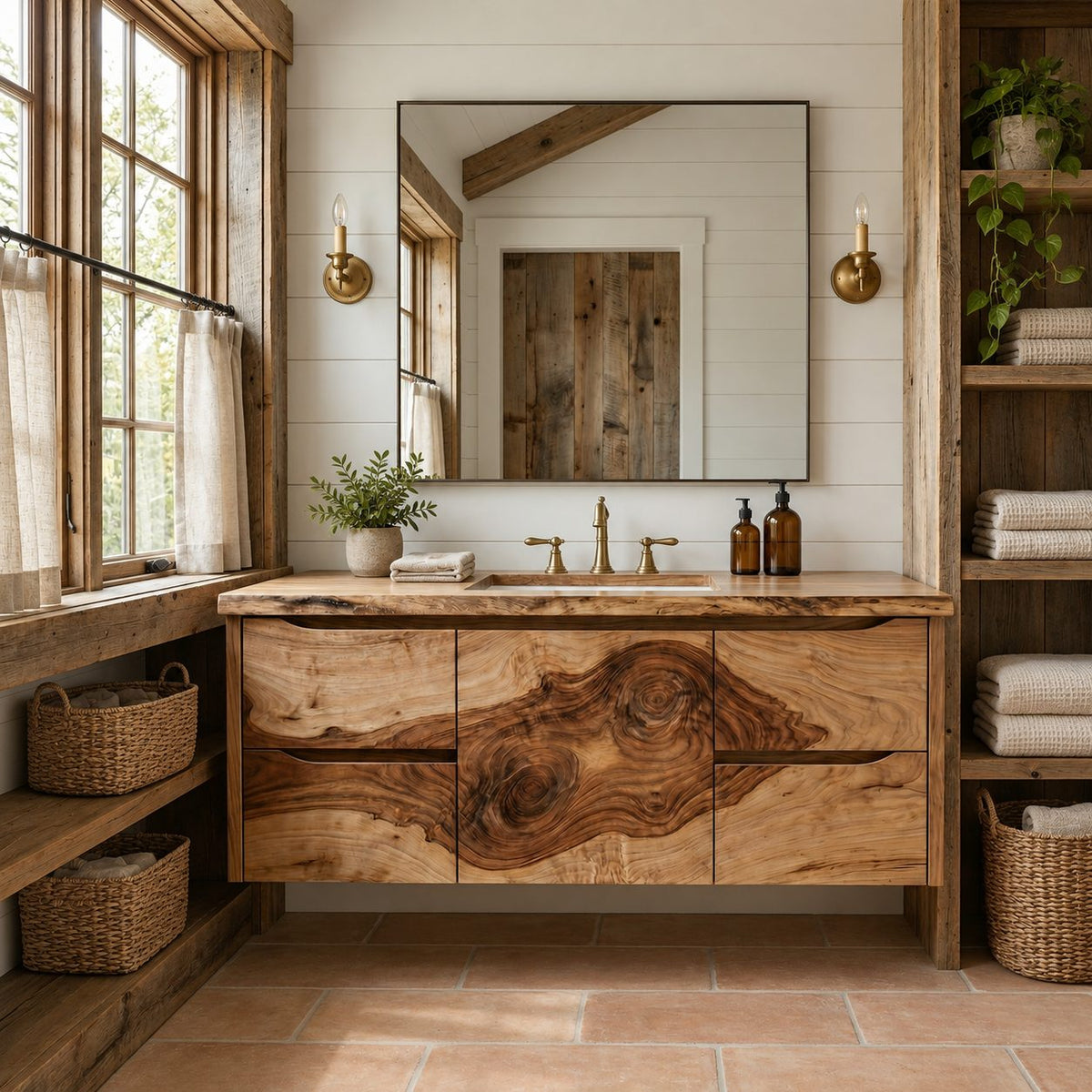 Modern Floating Solid Wood Bathroom Vanity With Storage Drawers