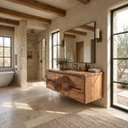 Modern Floating Solid Wood Bathroom Vanity With Storage Drawers